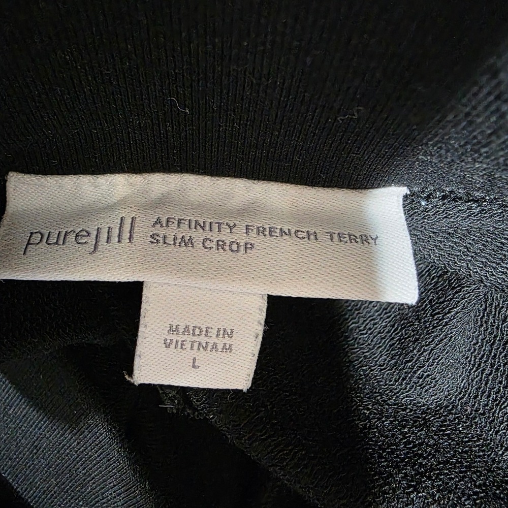 J Jill Pure Jill Affinity French Terry Slim Crop Pants Black Women's Size L - Picture 3 of 8